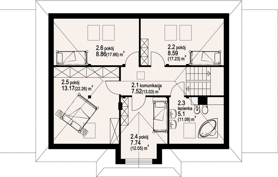 Poddasze projektu Chmielniki małe dw7k