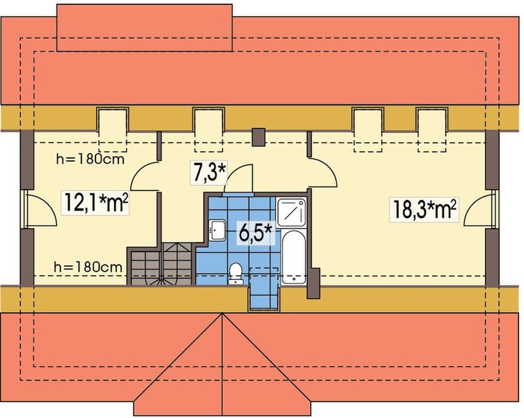 Poddasze projektu Gienia 2 wersja A bez garażu paliwo stałe