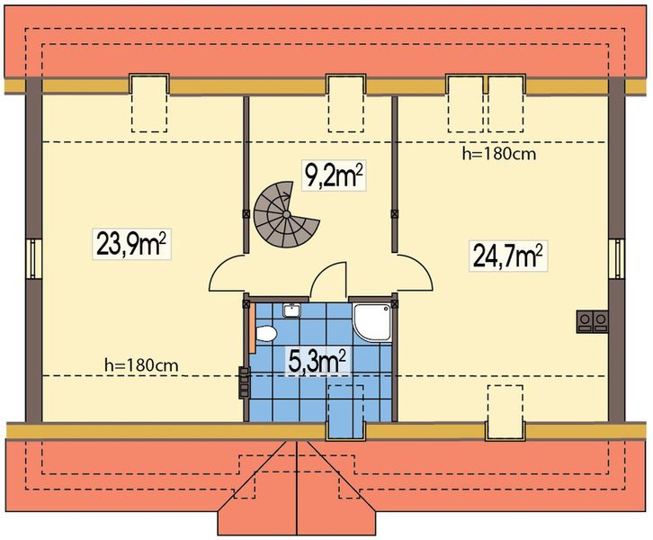 Poddasze projektu Azalia 2 wersja A bez garażu paliwo stałe
