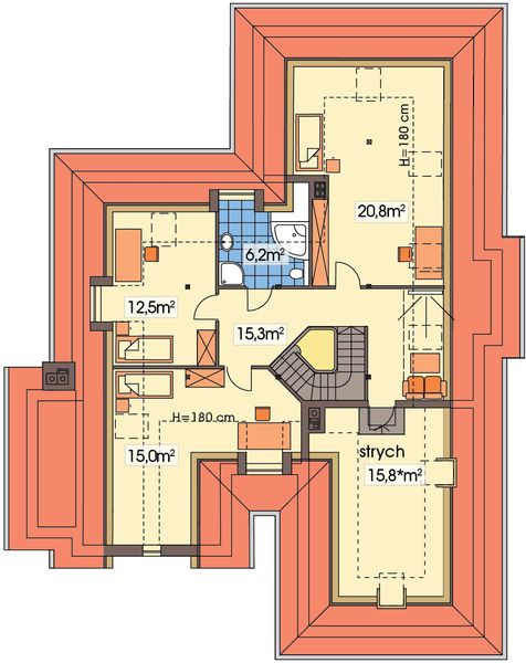 Poddasze projektu Lawenda wersja B paliwo stałe