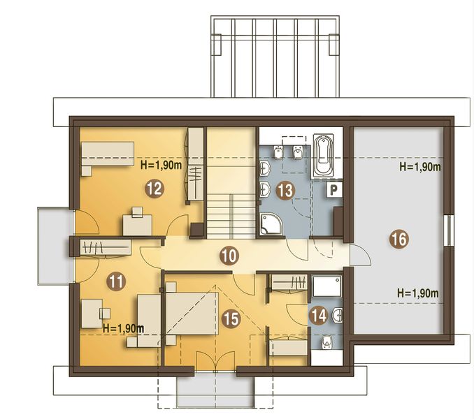 Poddasze projektu Anabell z garażem 1-st. [A]