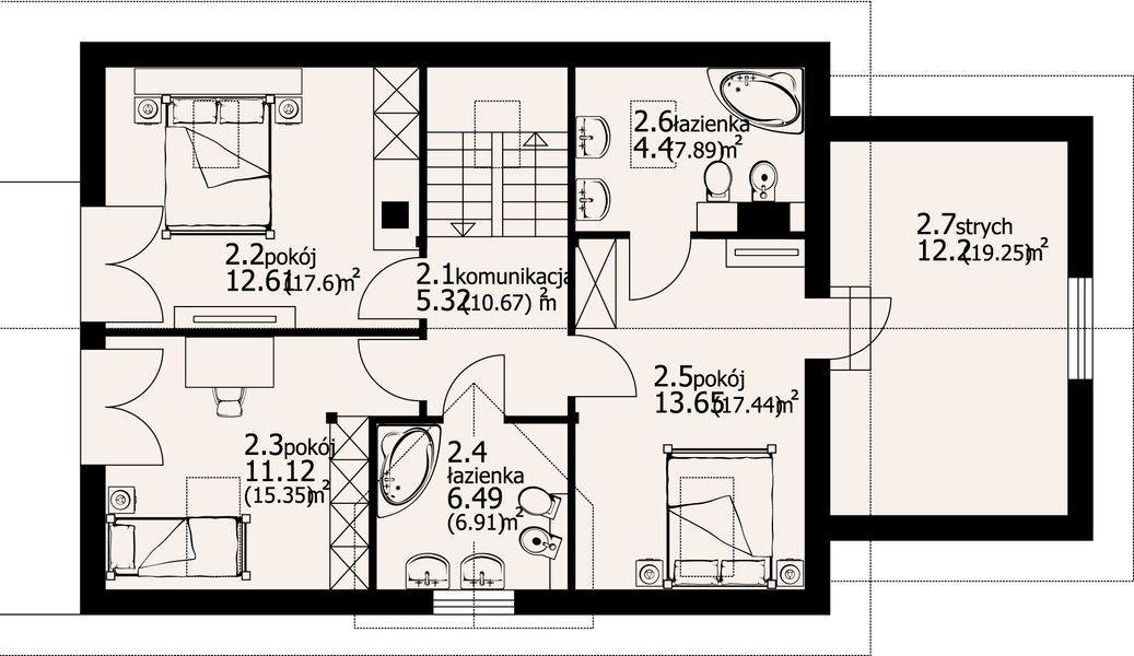 Poddasze projektu Osiek 33 dws