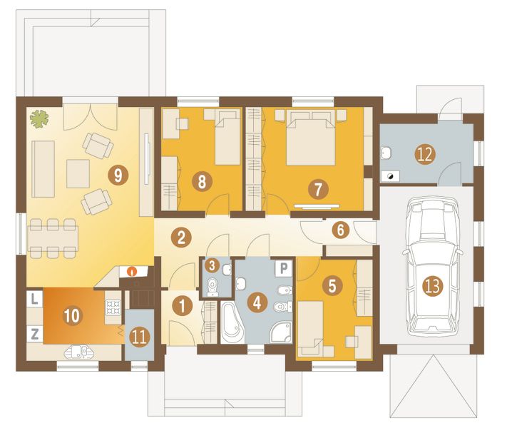 Parter projektu Julek trend z garażem 1-st. [A]