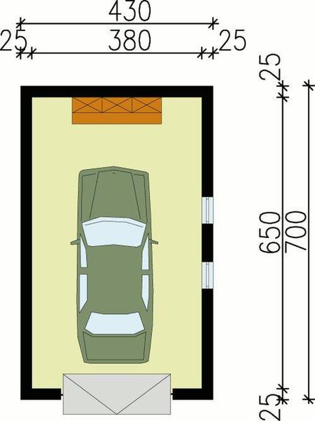 Parter projektu G10 szkielet drewniany, garaż jednostanowiskowy