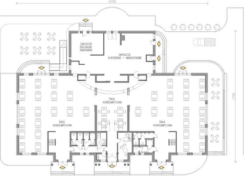 Parter projektu Restauracja z 3 salami konsumpcyjnymi