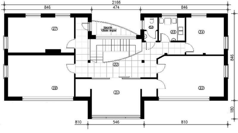 Piętro 1 projektu Usługowo-biurowy