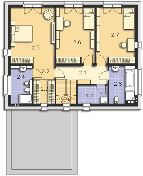 Piętro 1 projektu Tarent Pasywny 5 LDP05