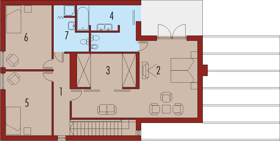 Piętro 1 projektu Kajtek (z wiatą)