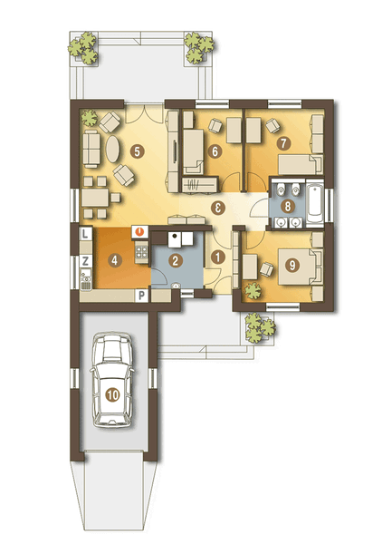 Parter projektu Ares trend z garażem 1-st. [A]