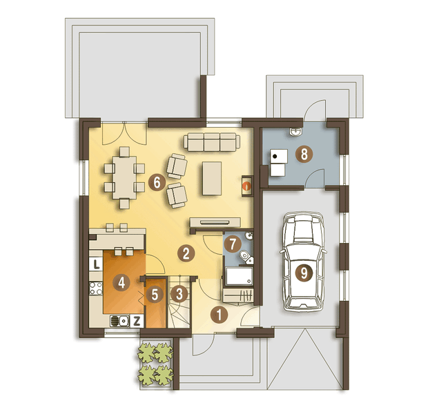 Parter projektu Emma z garażem 1-st. [A]