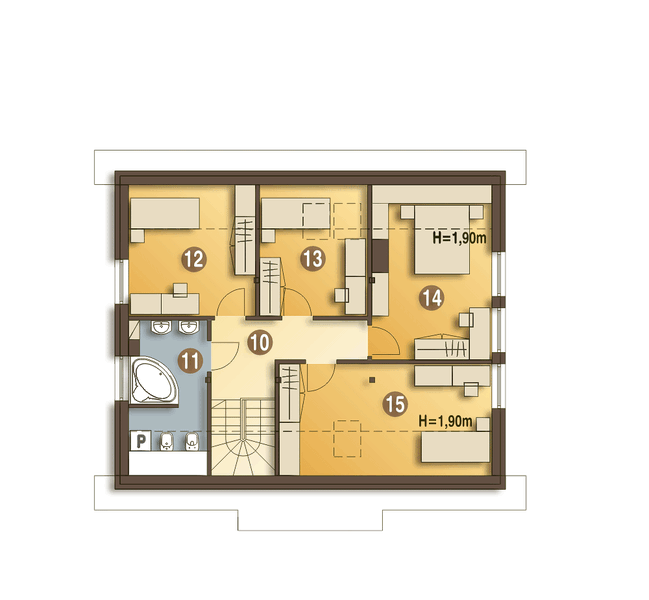 Poddasze projektu Emma z garażem 1-st. [A]