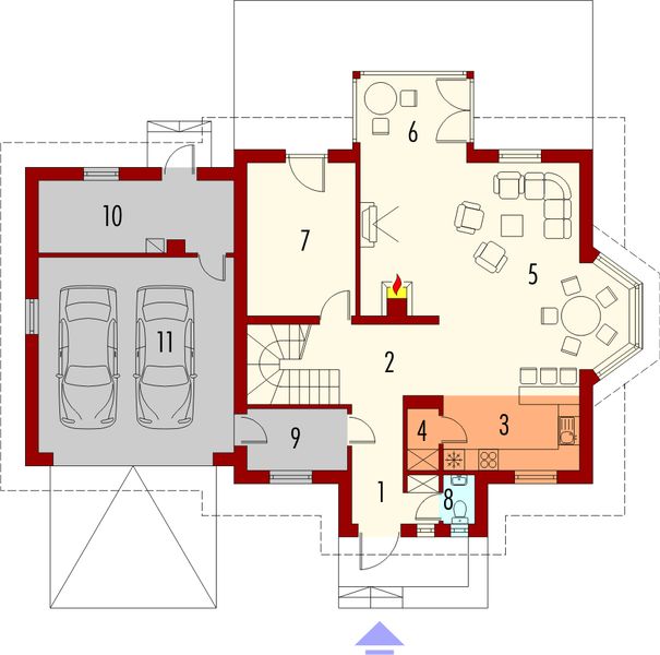 Projekt domu Celesta G2 - rzut parteru, dom liczy 4 pokoje, 2 łazienki i wc