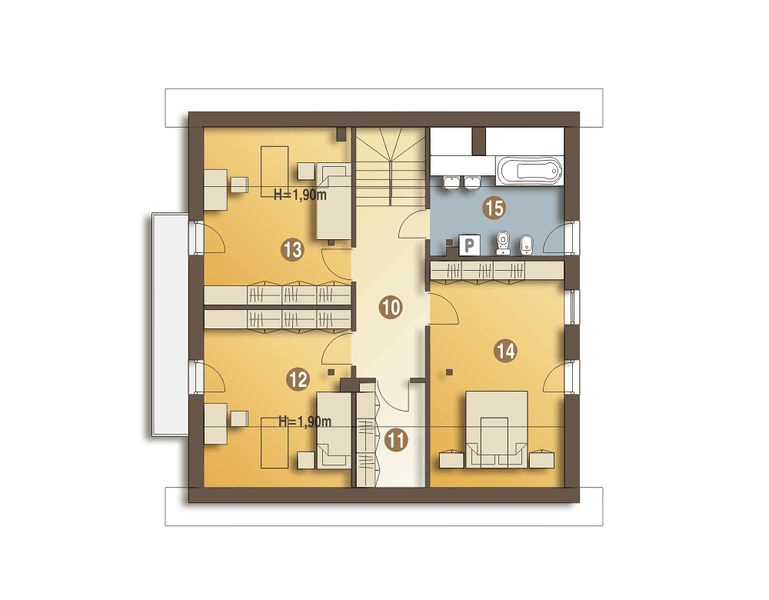 Poddasze projektu Nowinka III z garażem 1-st. [A]