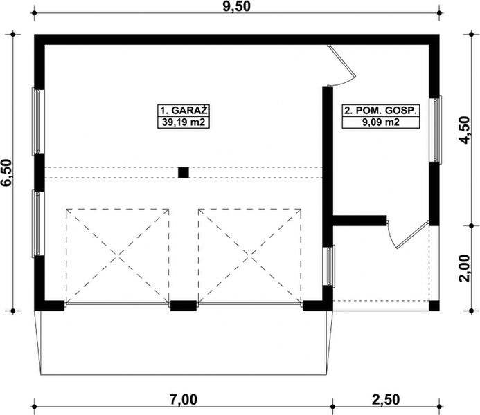 Parter projektu G242 - Budynek garażowo-gospodarczy