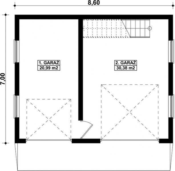 Parter projektu G243 - Budynek garażowy