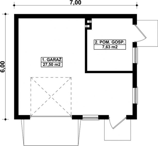 Parter projektu G238 - Budynek garażowo - gospodarczy