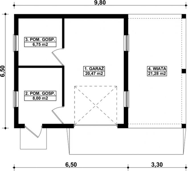 Parter projektu G239 - Budynek garażowo – gospodarczy