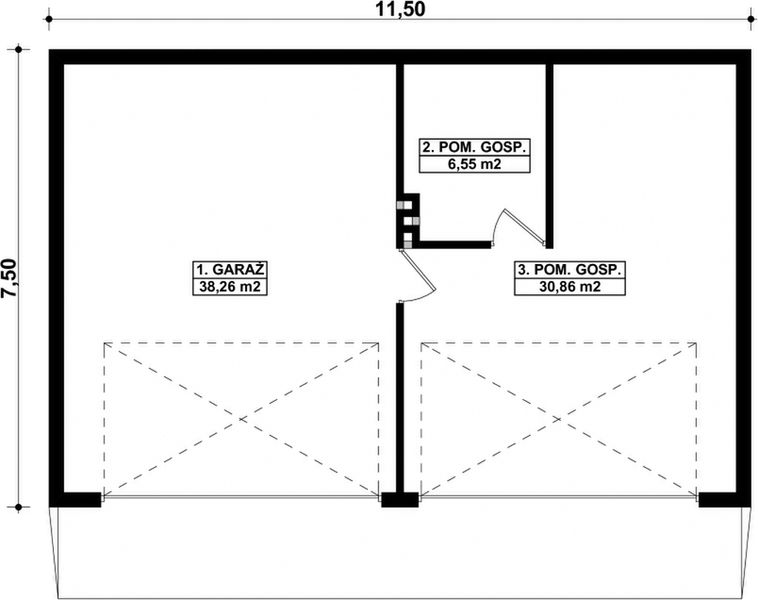 Parter projektu G245 - Budynek garażowo - gospodarczy