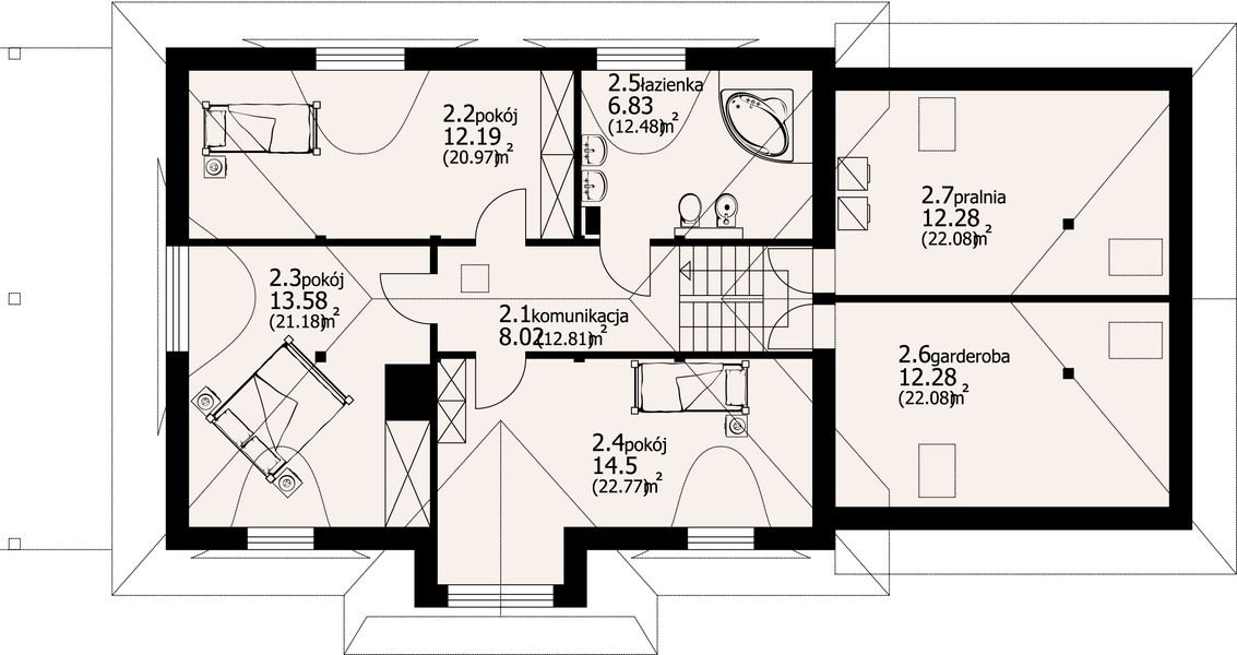Poddasze projektu Chmielniki małe dw 29