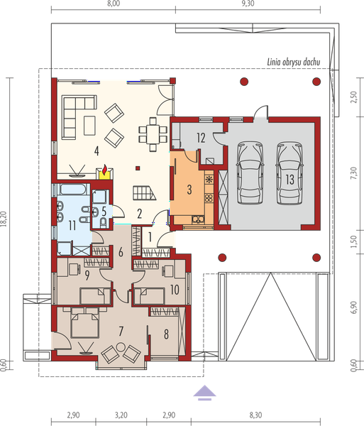 Projekt domu Alan II G2 - rzut parteru, dom liczy 3 pokoje, 2 łazienki i wc