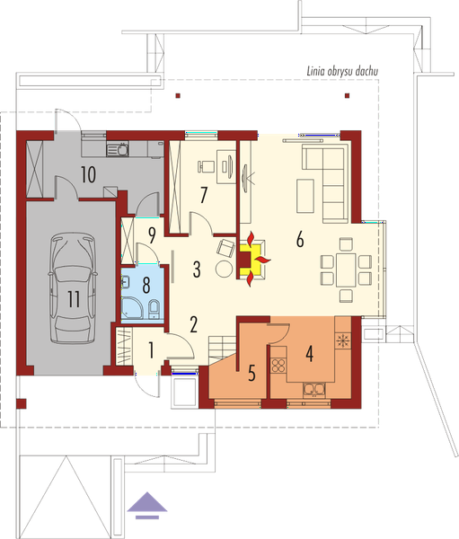 Projekt domu Pablo G1 bianco - rzut parteru, dom liczy 5 pokoje, 3 łazienki i wc