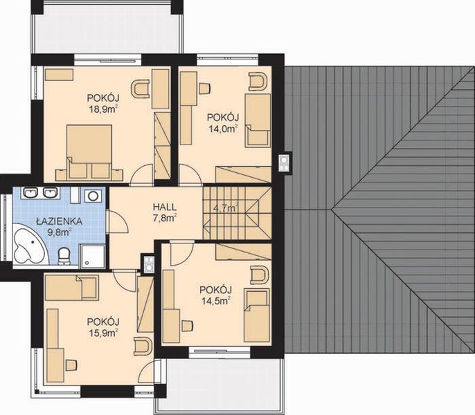 Piętro 1 projektu APS 274 + 2G