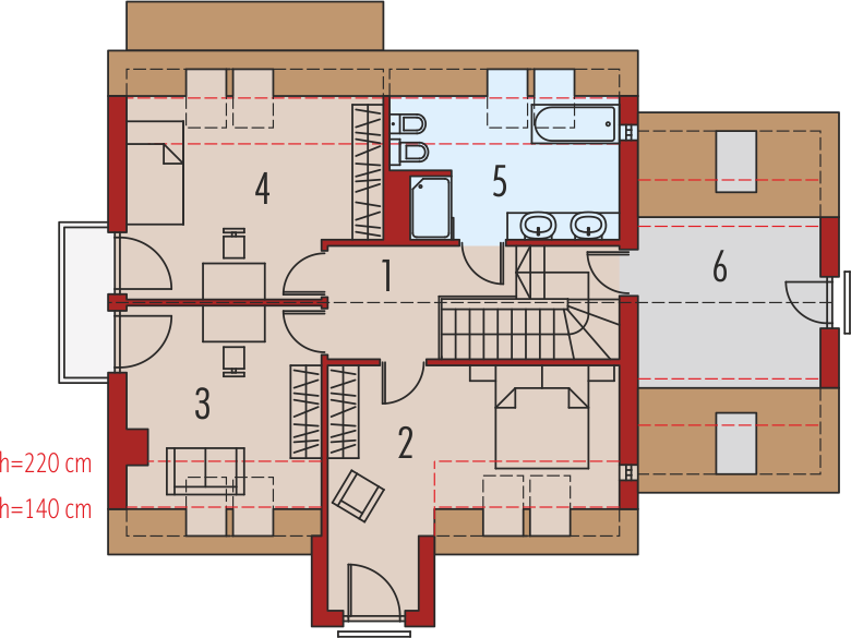 Poddasze projektu E5 G1 economic (wersja B)