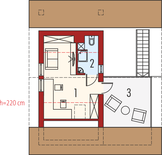 Poddasze projektu Budynek gospodarczy G35 (z wiatą)
