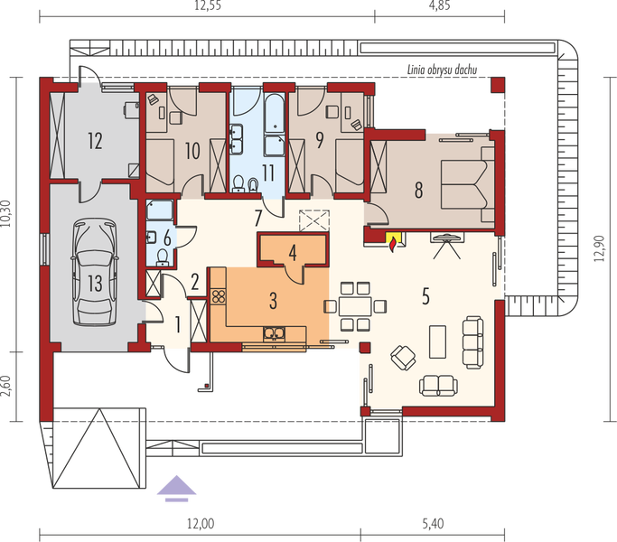 Parter projektu Marlon IV G1 (z wejściem od południa)