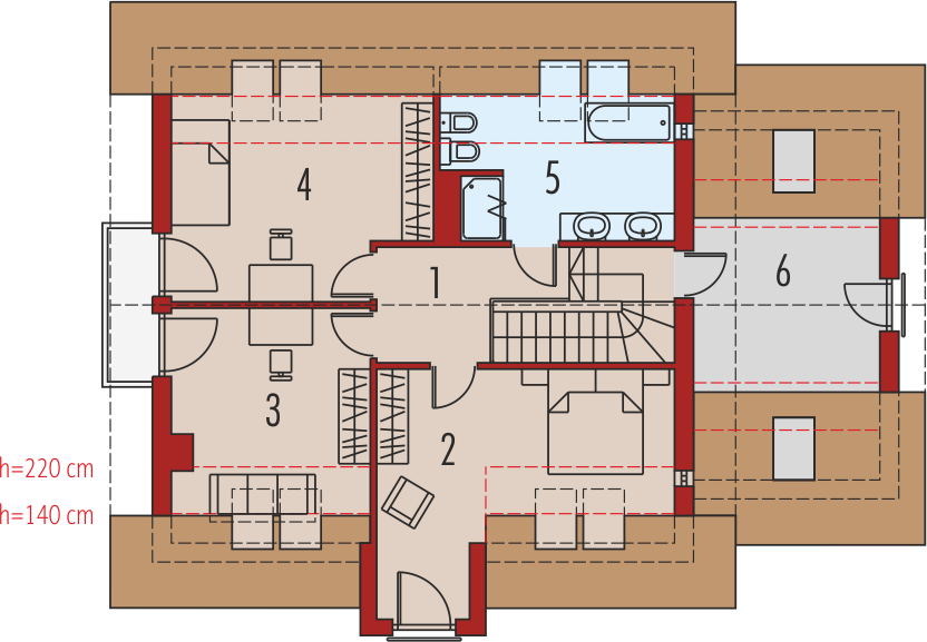 Poddasze projektu E5 G1 economic (wersja A)