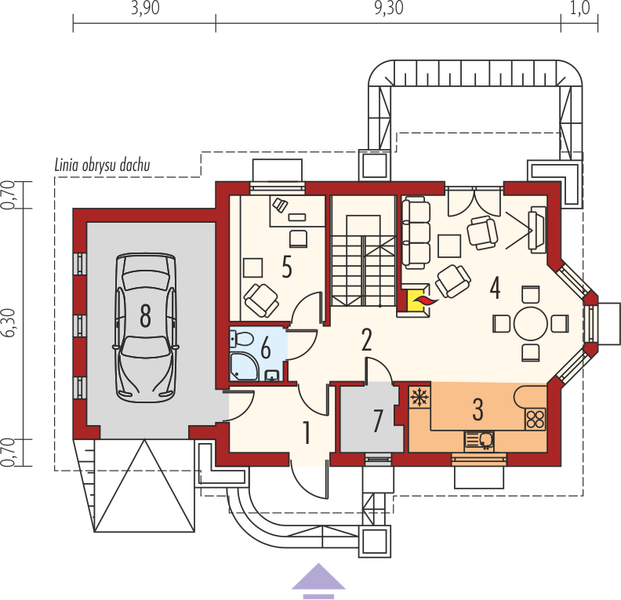 Parter projektu Megi G1 (z piwnicą)