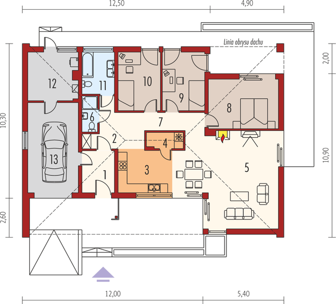 Parter projektu Marlon II G1 (z wejściem od południa)