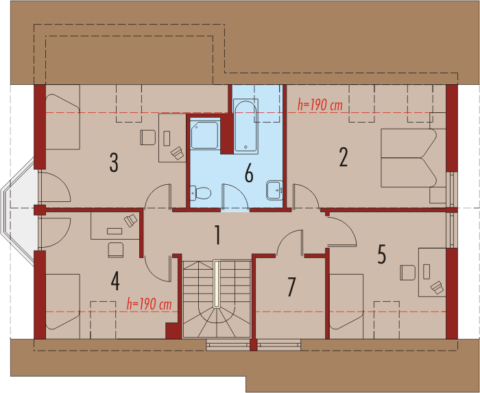 Projekt domu Demi G1 (wersja A) - rzut poddasza, dom liczy 4 pokoje, 2 łazienki i wc