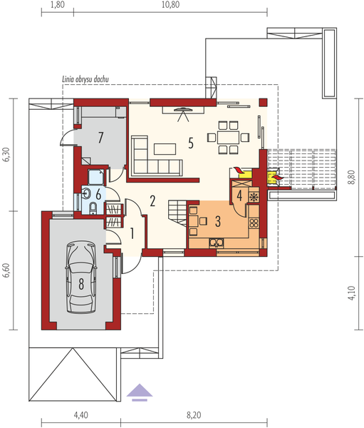 Projekt domu Tobiasz G1 energo - rzut parteru, dom liczy 3 pokoje, 2 łazienki i wc