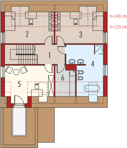 Projekt domu Edgar G1 energo - rzut poddasza, dom liczy 4 pokoje, 2 łazienki i wc