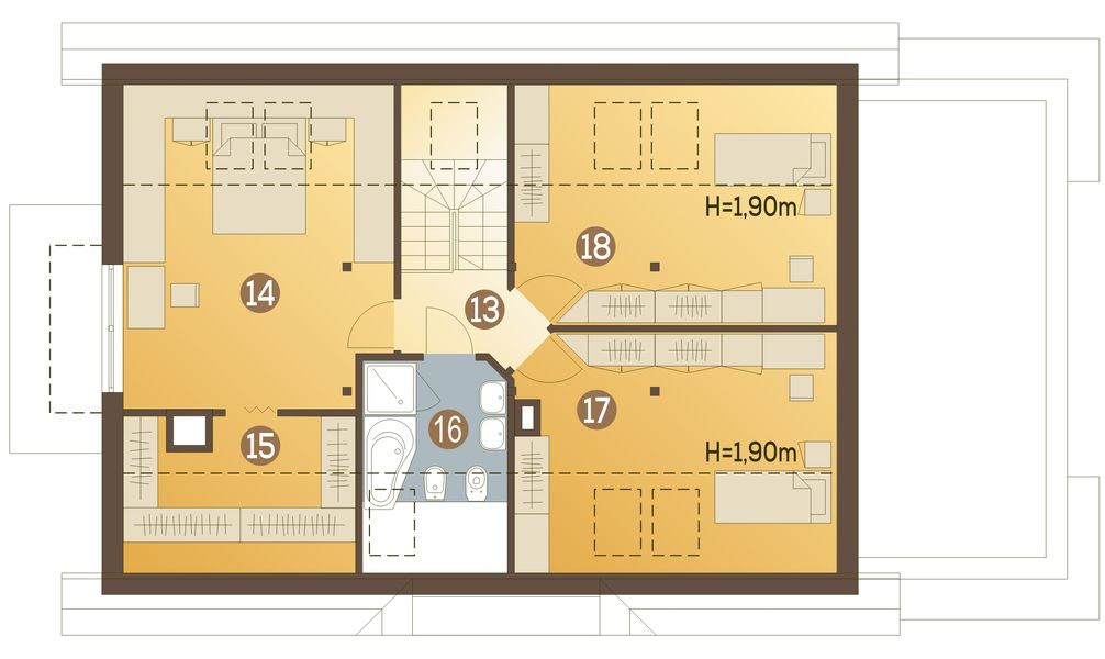 Poddasze projektu Amelia VI z garażem 1-st. [A]