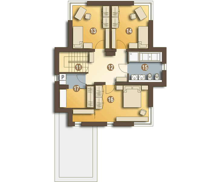 Piętro 1 projektu Modest z garażem 1-st. [A]