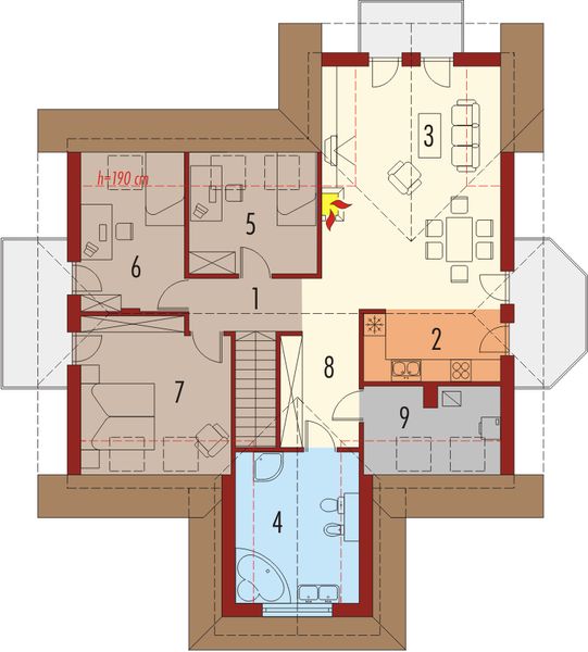 Poddasze projektu Poziomka II (dwulokalowa)