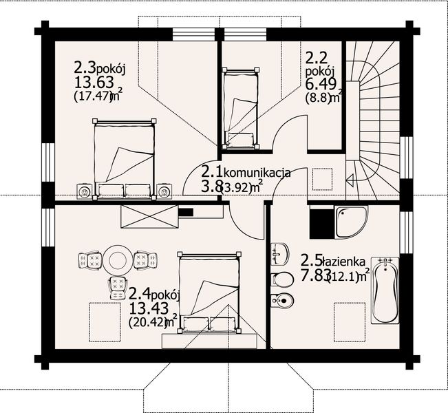 Poddasze projektu Cisna dw