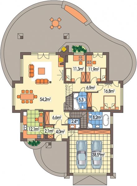 Parter projektu Arabella 2A P 2-garaże