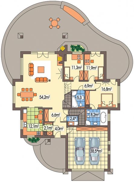 Parter projektu Arabella 2BP 2-garaże