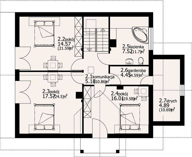 Poddasze projektu Osina duża 51dw