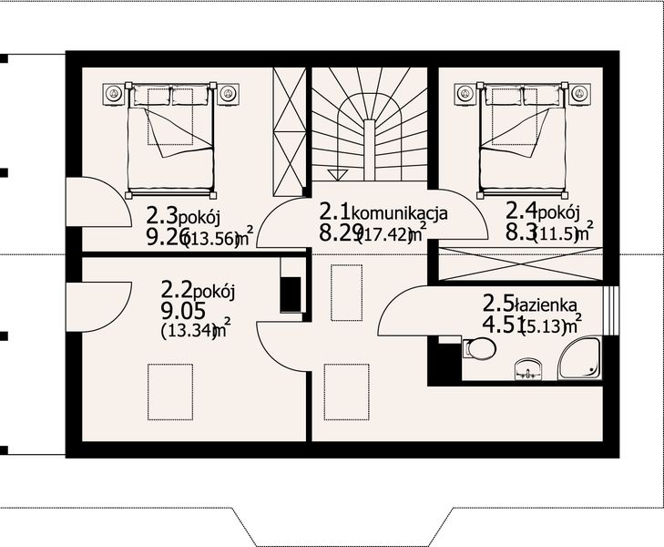 Poddasze projektu Zawoja 3x dws