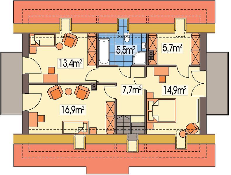 Poddasze projektu Atos wersja A paliwo stałe