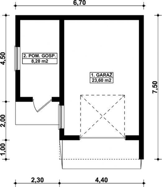 Parter projektu G252 - Budynek garażowo - gospodarczy