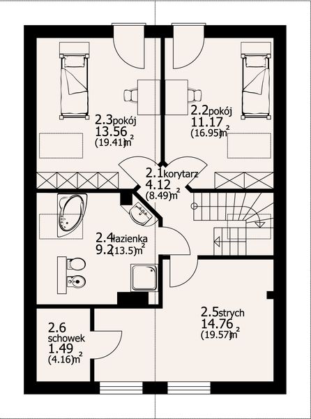 Poddasze projektu Gładyszów 3x