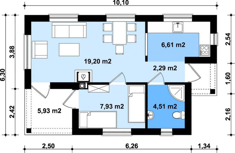 Parter projektu G250 - Budynek rekreacji indywidualnej