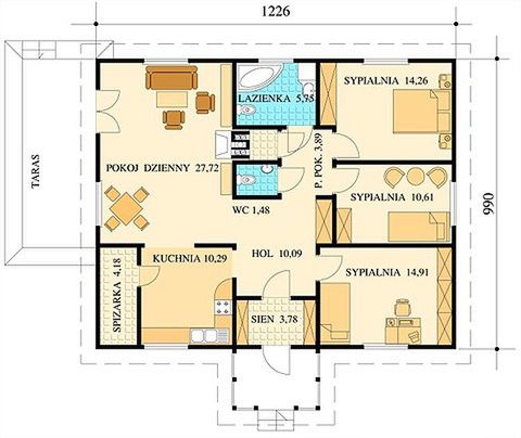 Parter projektu 108 DL drewniany