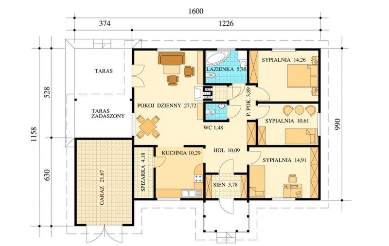 Parter projektu 130 DL drewniany