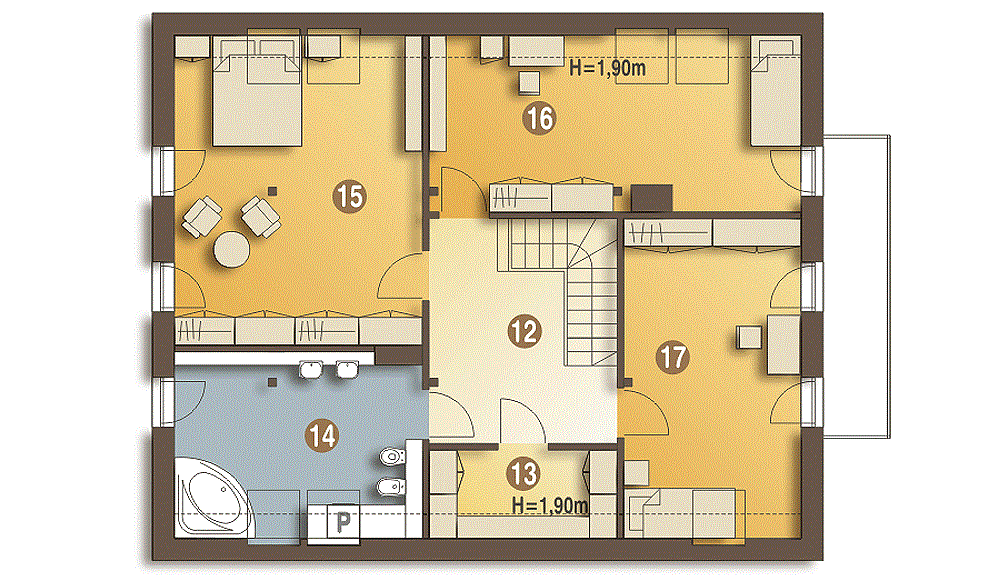 Poddasze projektu Bernikla II z garażem 1-st. [A]